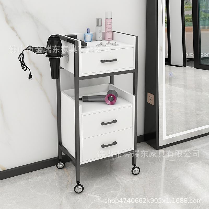 白色发廊工具车理发店储物推车美发工具柜收纳置物架salon trolly