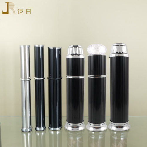 双层玻璃茶几黑色铝管桌脚