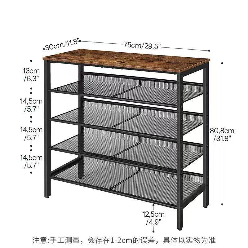 铁网三层五层鞋架家用简易宿舍鞋架多功能防尘收纳鞋柜多层换鞋凳