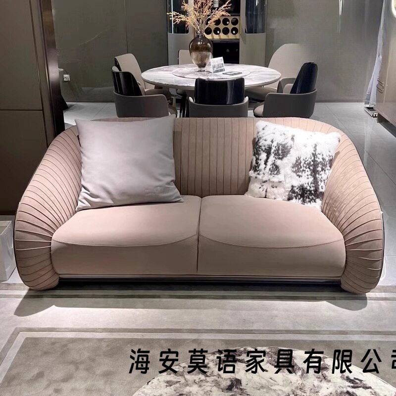 意式轻奢港式别墅磨砂真皮沙发