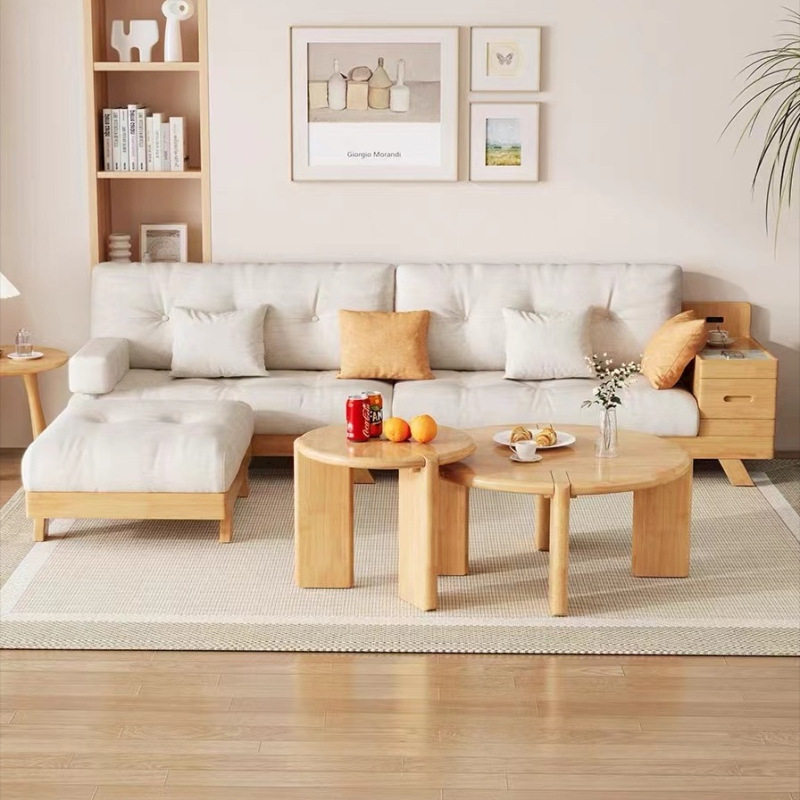 北欧实木沙发现代简约小户型可拆洗转角布艺沙发客厅组合原木沙发