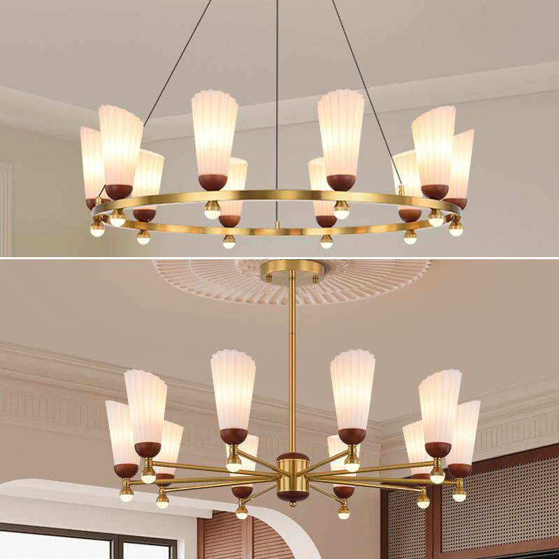 中古风客厅吊灯复古大气大厅客厅主灯法式创意实木灯具餐厅卧室灯