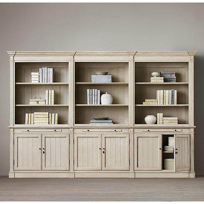 美式实木书柜组合书架法式乡村做旧实木书柜展示柜储物柜实木柜