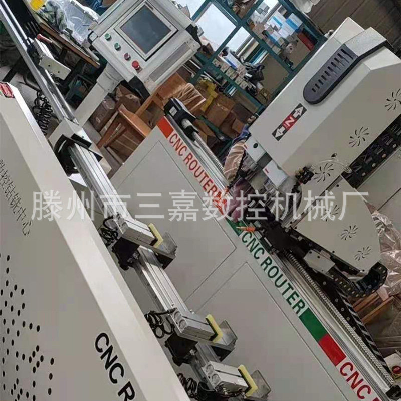 双头数控钻铣一体机极简铝材边框玻璃门天地铰链钻孔铣槽一体机