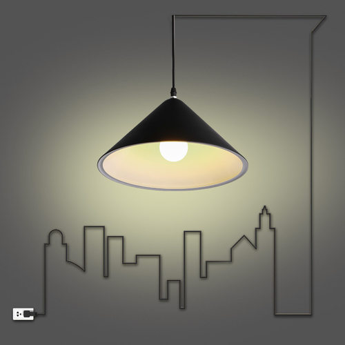 卓迩北欧铝艺餐厅吊灯单头黑白简约铝材咖啡厅服装店LED前台吊灯