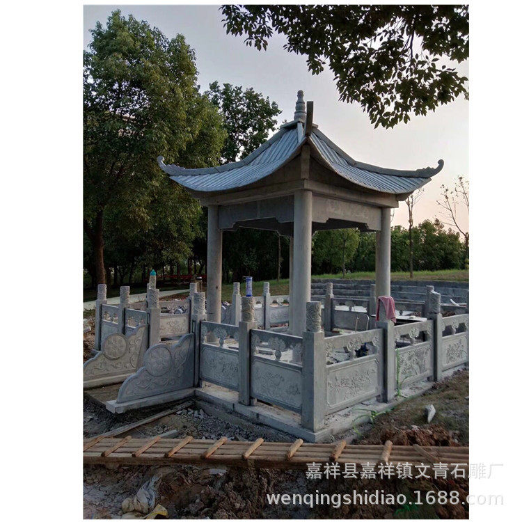 制作精雕石亭子户外石凉亭园林六角亭子大批生产