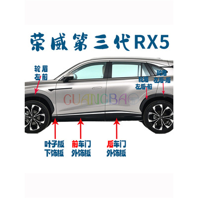 荣威第三代22款RX5轮眉车门外饰板下饰板亮条车门防擦防撞条板