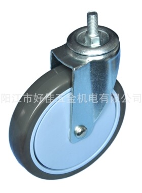 源头工厂直供150X32mm中型丝扣活动灰色PU行李车工具车脚轮