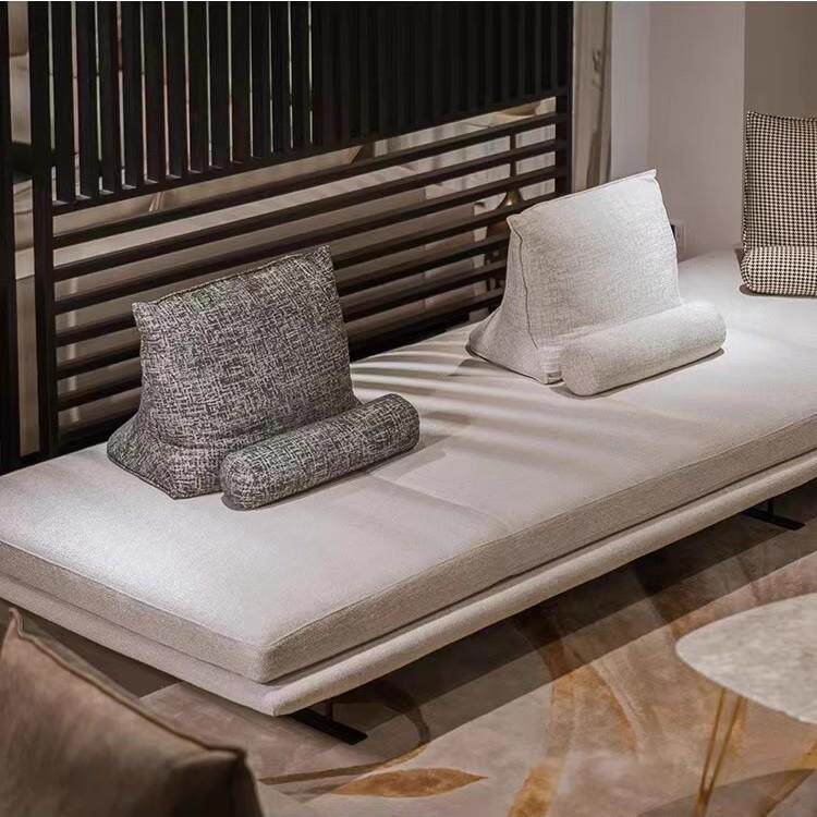 写意空间极简北欧棉麻布沙发小户型网红客厅轻奢无靠背双面单人床