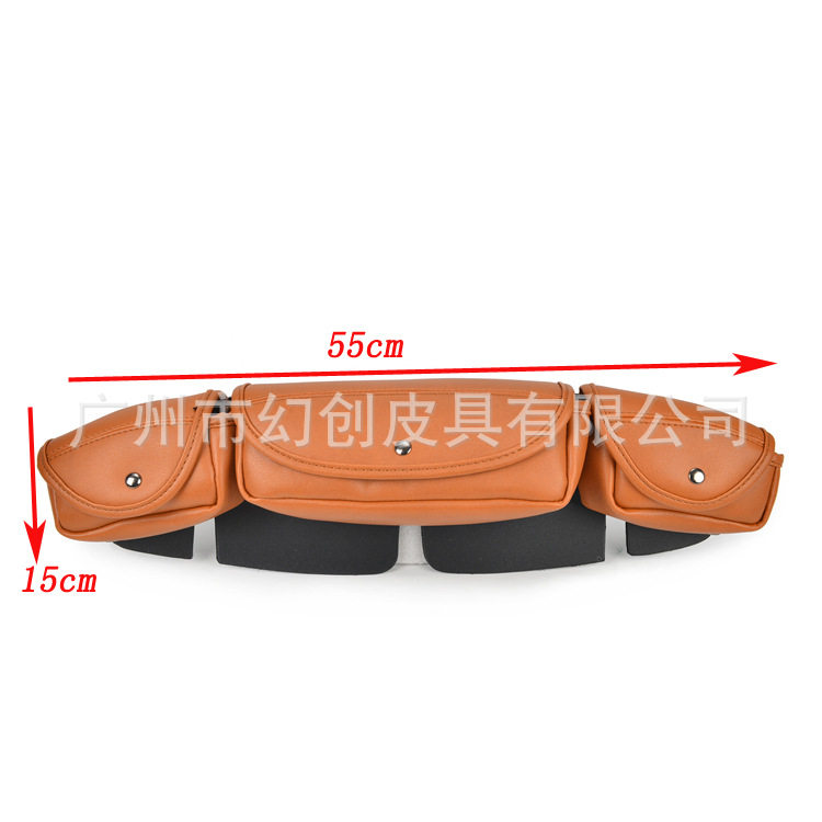 防水复古棕色皮革3口袋杂物包摩托车车头包工具包 挡风玻璃包