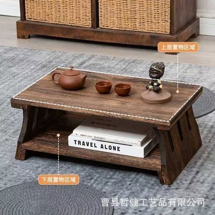 实木榻榻米飘窗小桌子茶台家用茶几坐地式小矮桌炕几茶桌
