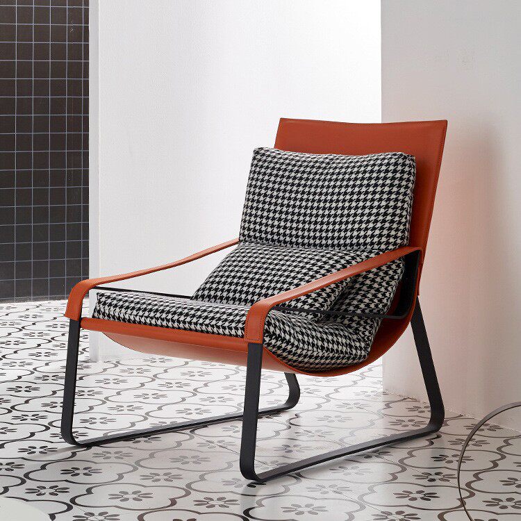 休闲客厅铁艺创意单人皮艺懒人椅子设计师沙发简约沙发椅北欧现代