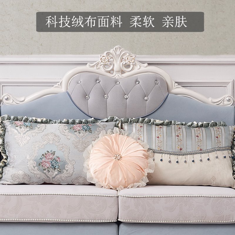 现代简约欧式沙发组合小户型客厅布艺贵妃转角双人轻奢简欧家具