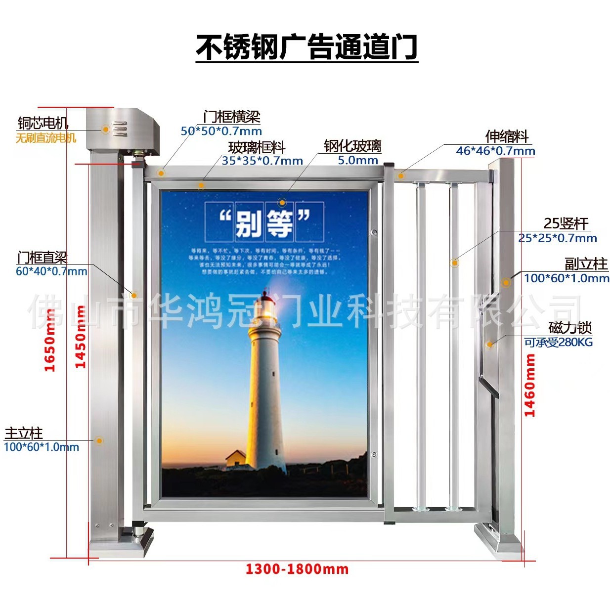 不锈钢户外电动人行通道广告小门