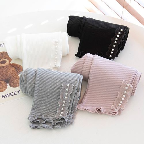 女童打底裤夏季薄款七分裤女宝宝夏天中裤儿童外穿白色弹力长裤子