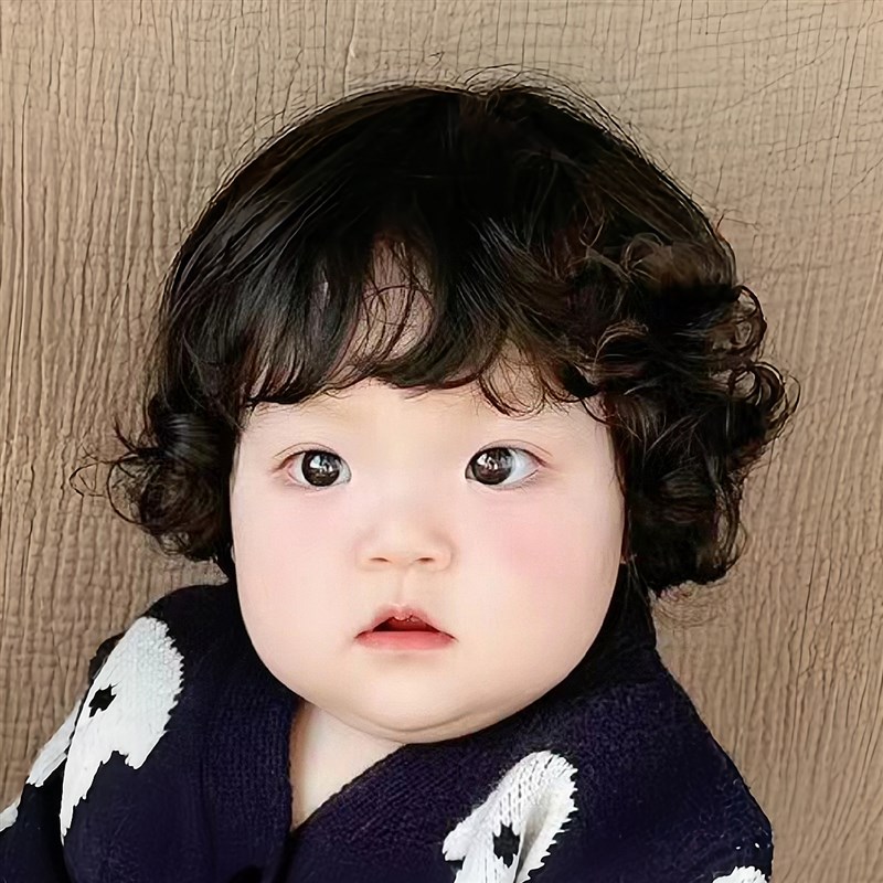 宝宝假发短卷发日常可爱儿童短发羊毛卷自然微卷波波头萌娃全头套