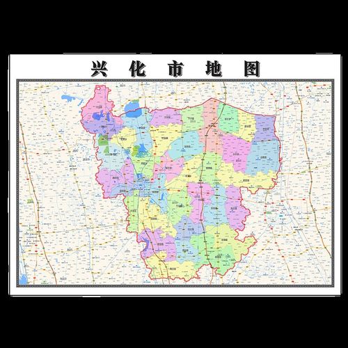 兴化市地图1.15m泰州市 家用折叠高清办公室书房新款装饰画墙贴