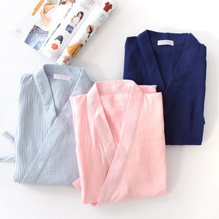 家居服 纯棉双层纱布一体式 汉服睡衣女春夏秋日式 和服袍浴袍七分袖