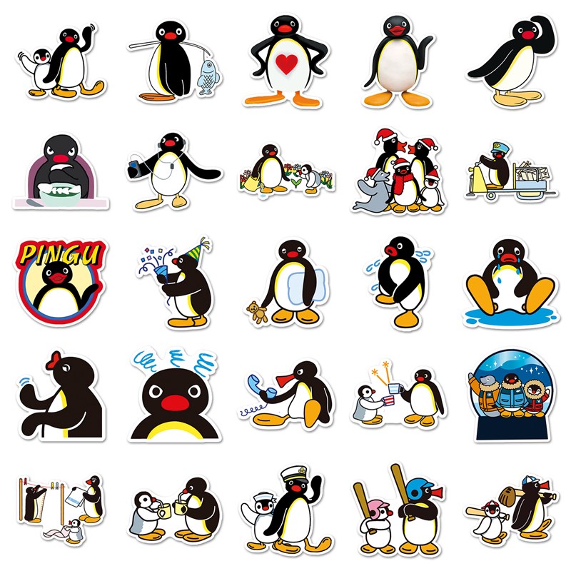 50张pingu动画企鹅家族卡通动物可爱防水装饰手机行李箱电脑贴纸
