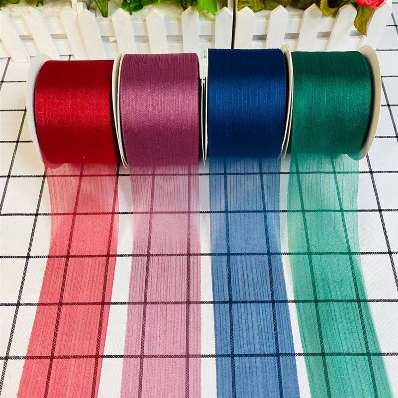 懒虫彩带6厘米褶皱纱丝带发饰DIY手工制作丝带25码