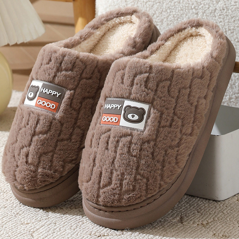 棉拖鞋男款冬季2025新款情侣室内家居防滑厚底保暖卡通毛毛拖鞋女