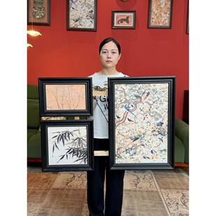 中世纪风格 百桥香河沙发背景墙花鸟组画P014床头挂画三联画3570