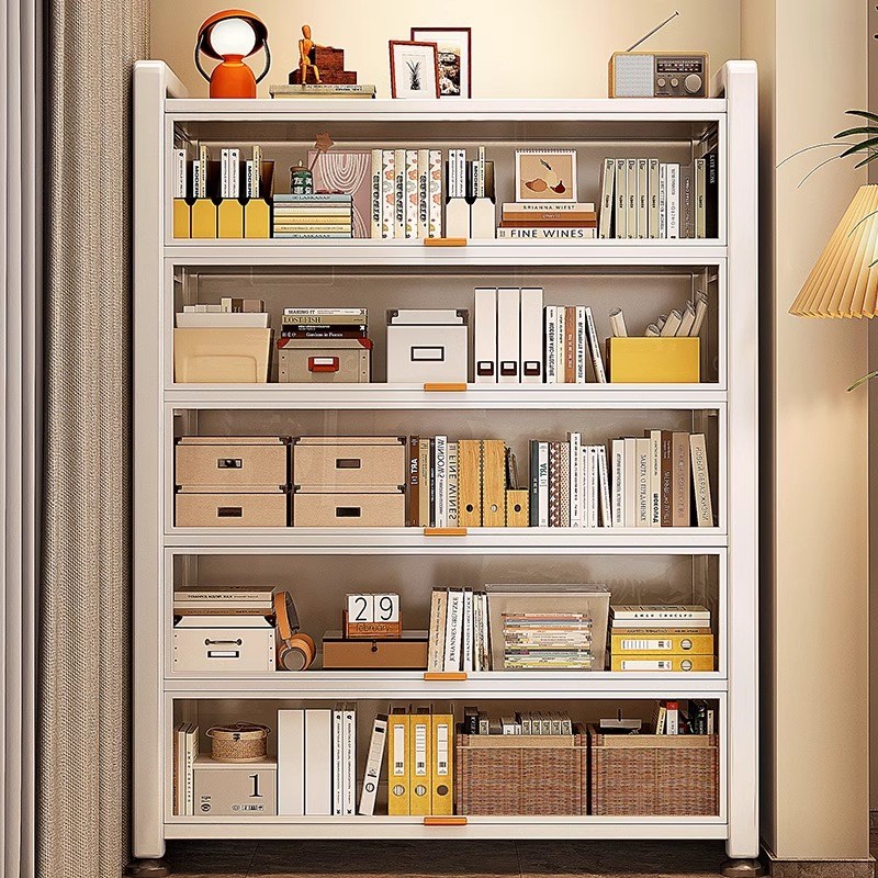 景行钢制书柜储物柜一体带门儿童书架客厅K展示柜铁艺置物架防尘