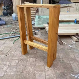 老榆木桌腿家用脚方形台定制餐桌腿木质脚老榆木R桌子支架木桌底