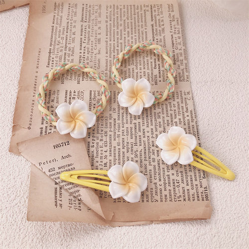 小清新鸡蛋花发圈海边度假风发绳高弹力橡皮筋花朵头绳发饰
