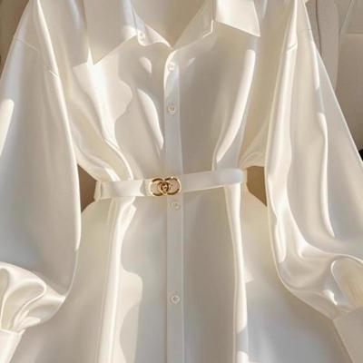 高级感长袖衬衫2025秋季新款减龄白色多巴胺法式气质收腰上衣通勤