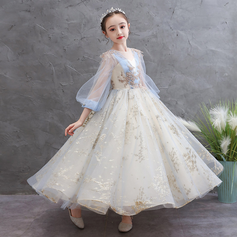 儿童晚礼服公主裙高端婚纱小孩花童钢琴演奏走秀轻奢演出服秋冬季