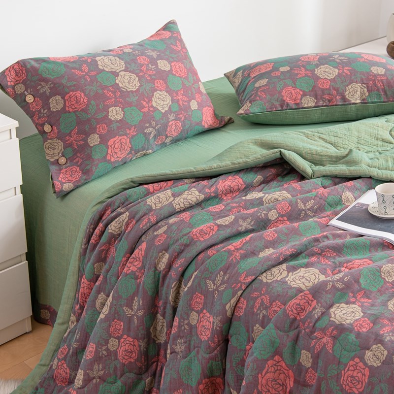 新品A类母婴级色织全棉双层纱布吸湿透气纯棉空调夏凉被三四件套