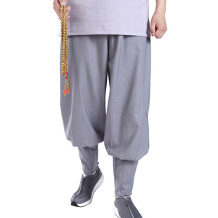 薄款 子凉爽透气下垂禅修裤 出家师打坐裤 真如界僧服芸锦丝免绑腿裤