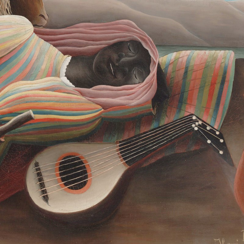 客厅装饰画卢梭沉睡的吉卜赛人欧式表现主义壁画玄关餐厅沙发挂画