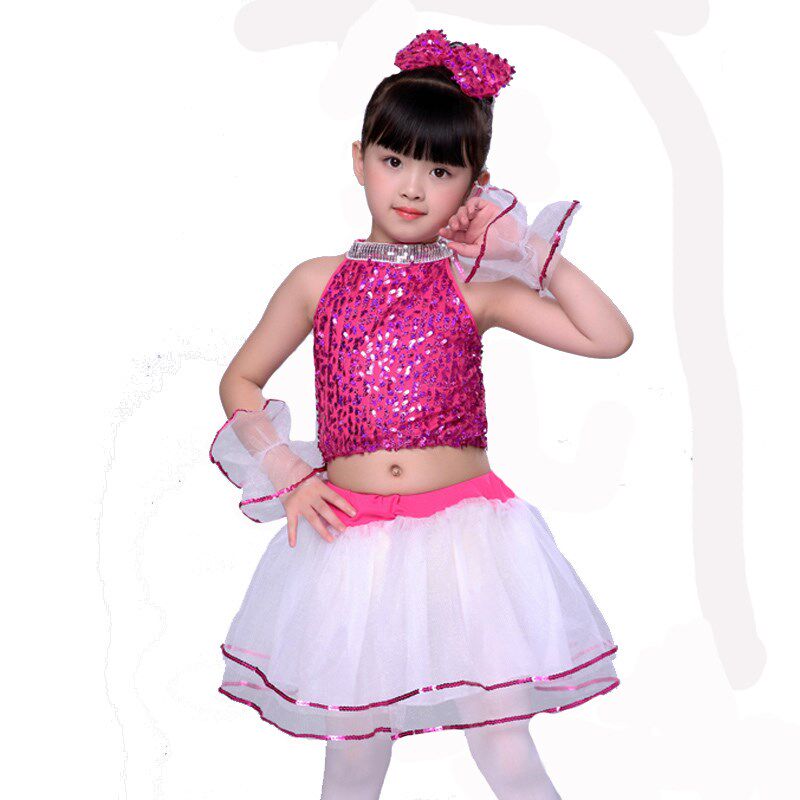 儿童六一演出服幼儿园舞蹈表演服黄色宝蓝色亮片跳舞服装女童纱裙