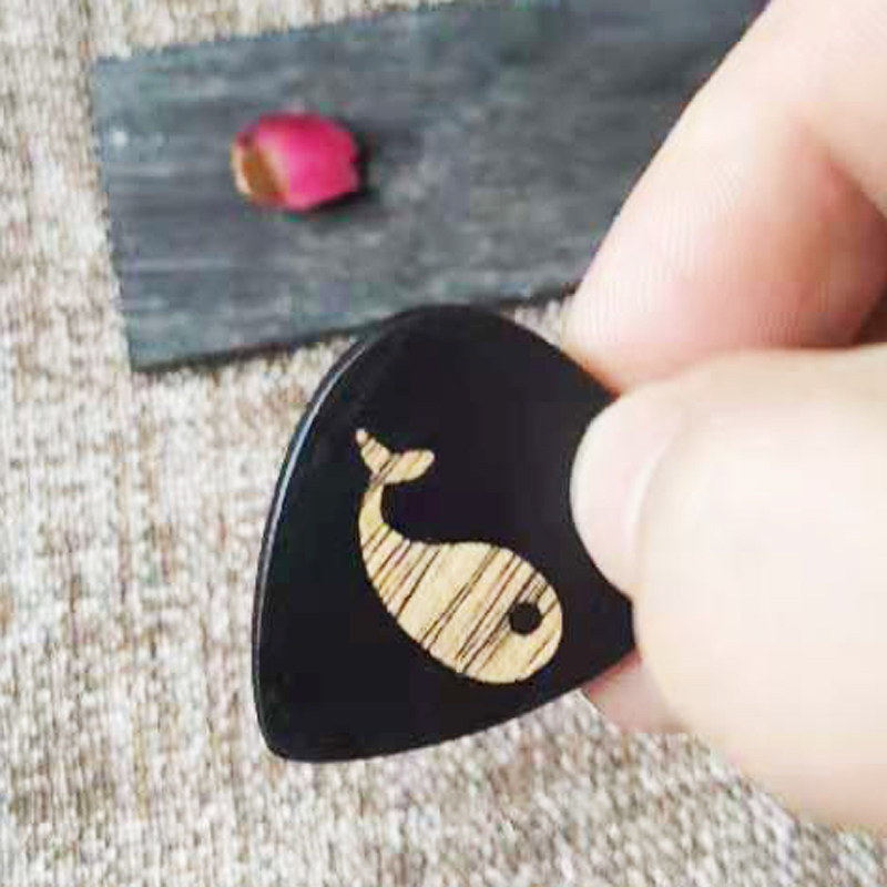 包邮乌木吉他拨片木头木质紫檀拨片项链吊坠挂坠手工定制檀木刻字