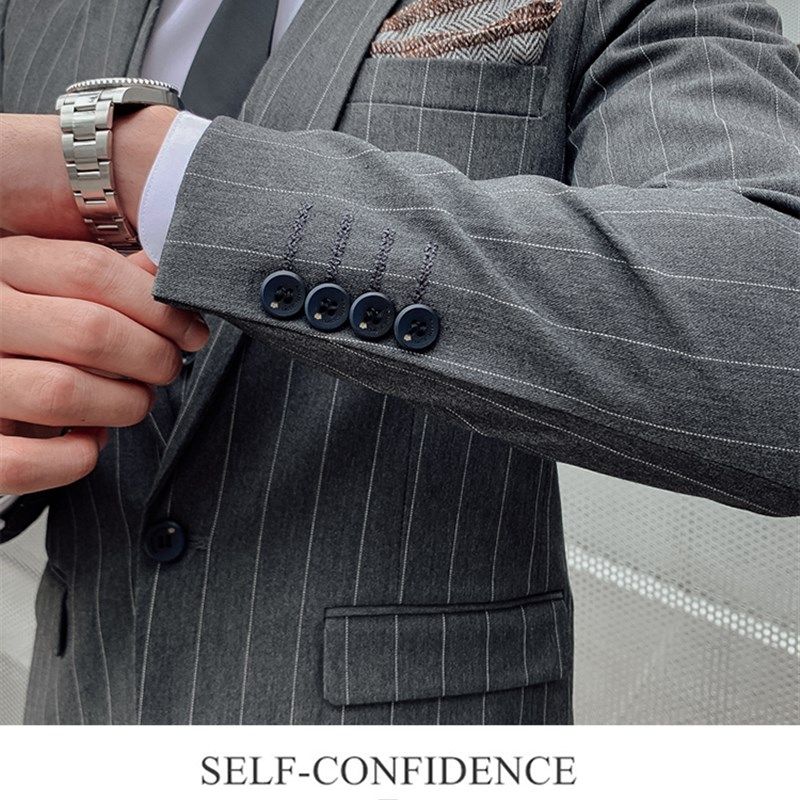 西服套装男士休闲商务正装条纹外套修身伴郎新郎结婚礼服免熨烫西,男装,商务正装西服,淘宝优惠券,粉丝福利购,淘宝优惠卷