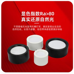 暖阳明装 射灯 筒灯圆形免开孔天花灯吸顶客厅走廊过道灯家装 明装