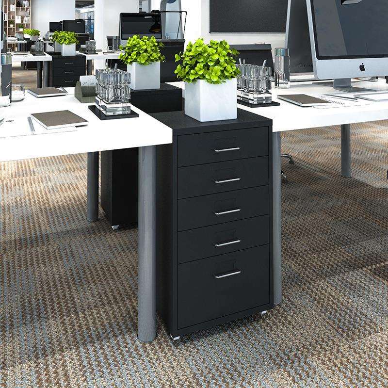 办公室资料档案文件柜抽屉移动储物柜收纳小矮柜活动柜钢制加厚