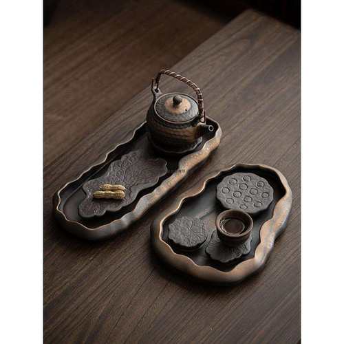 小院遇见禅意日式茶盘小型家用储水简易干泡台茶具壶承托盘茶台