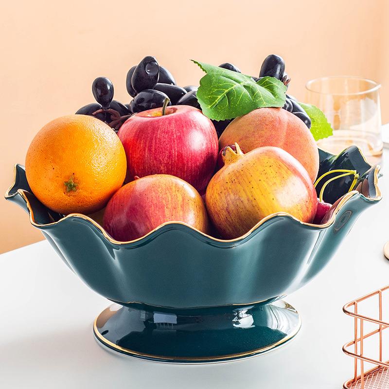 北欧轻奢美式陶瓷水果盘家用现代个性客厅糖果盘干果盘摆件收纳盘
