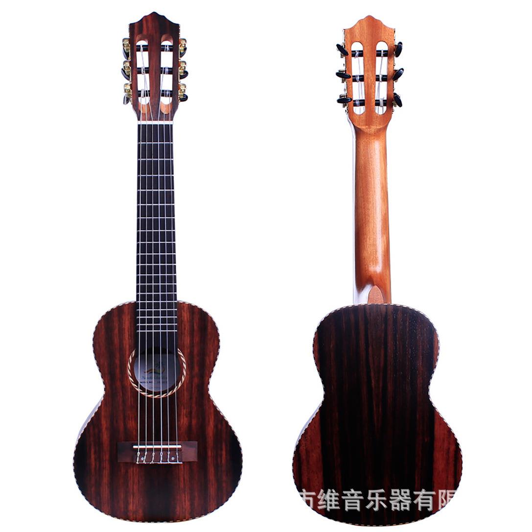 28寸吉他丽丽guitalele全黑檀木吉他尤克里里吉他六弦尼龙