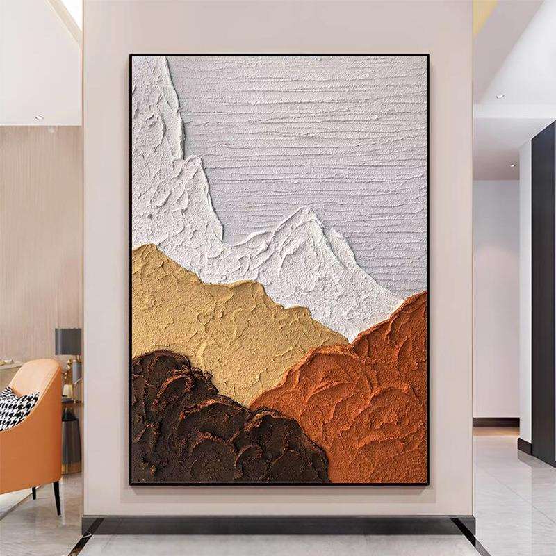 纯手绘油画橙色肌理客厅沙发墙装饰画抽象丙烯石英砂立体玄关挂画图片