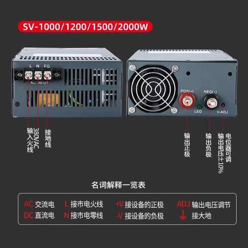 明纬380V转直流12V24V开关电源SV-50/100/350/500/1000/2000/3000