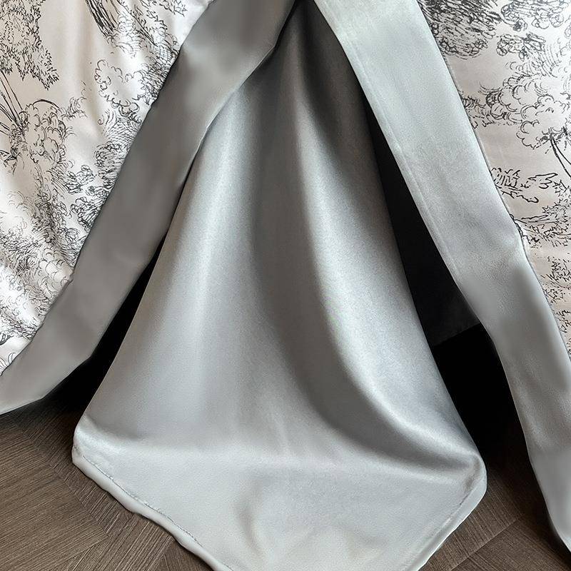 2025浮日家纺款新数冰丝宽边床上品用被DWB套床单四码件套