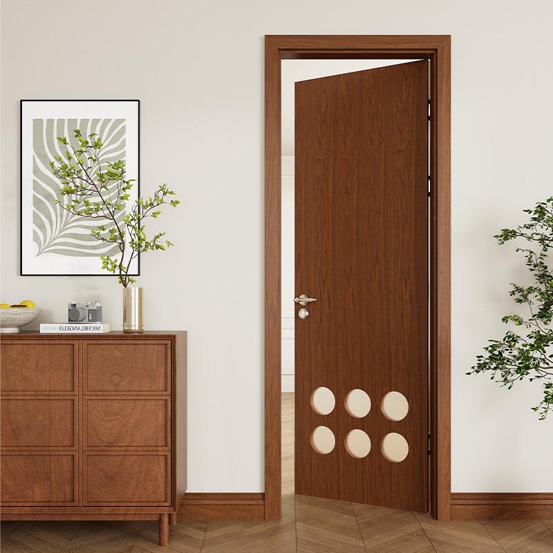 盛复古法轻式中古风卧室胡房间实木门室内烤漆潮黑桃木BSU平开门