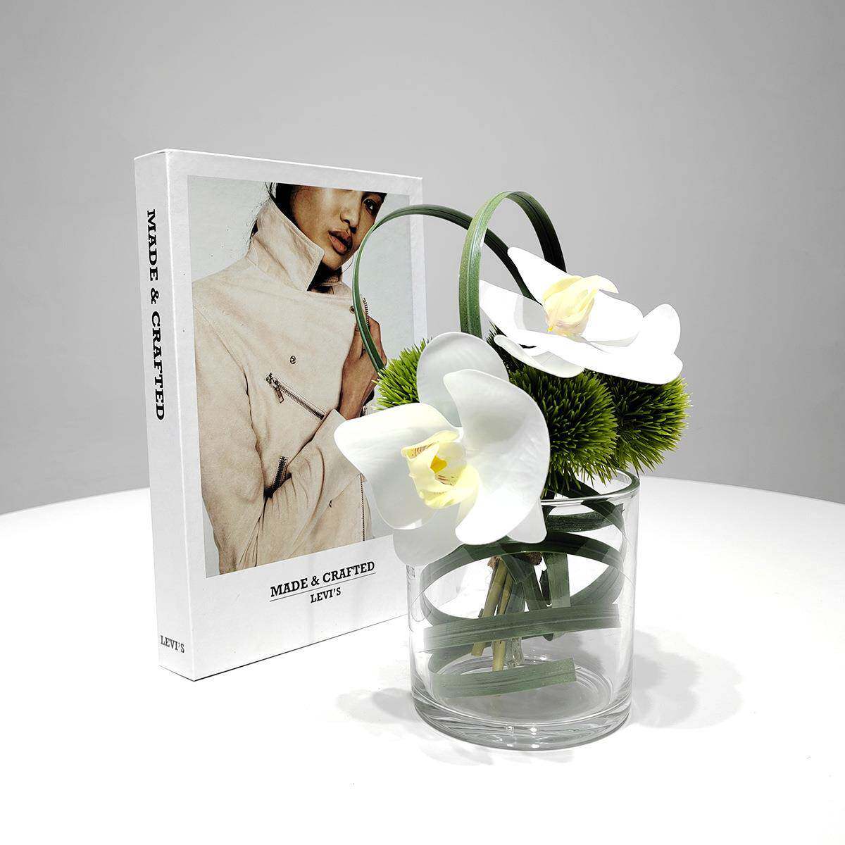 代轻奢仿花艺玻璃摆件样板售楼间处客厅餐桌EMY玄关处软真装现摆