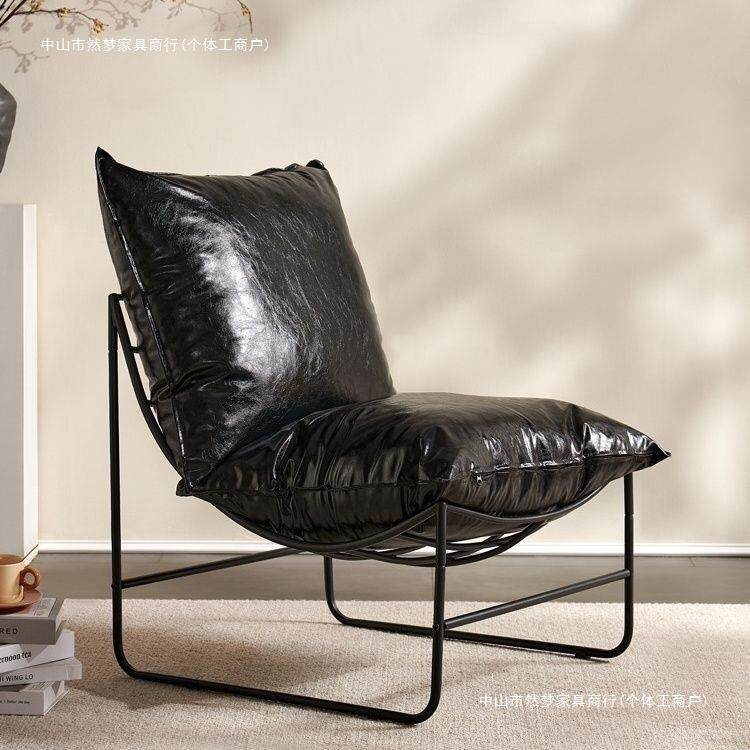 极简轻奢CMV小适型网红单人户舒发客沙厅阳台休闲铁艺小沙发椅