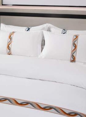 套布棉草四件0支全棉白色贡缎纯宾QYR馆床上用品被套床单枕套6床