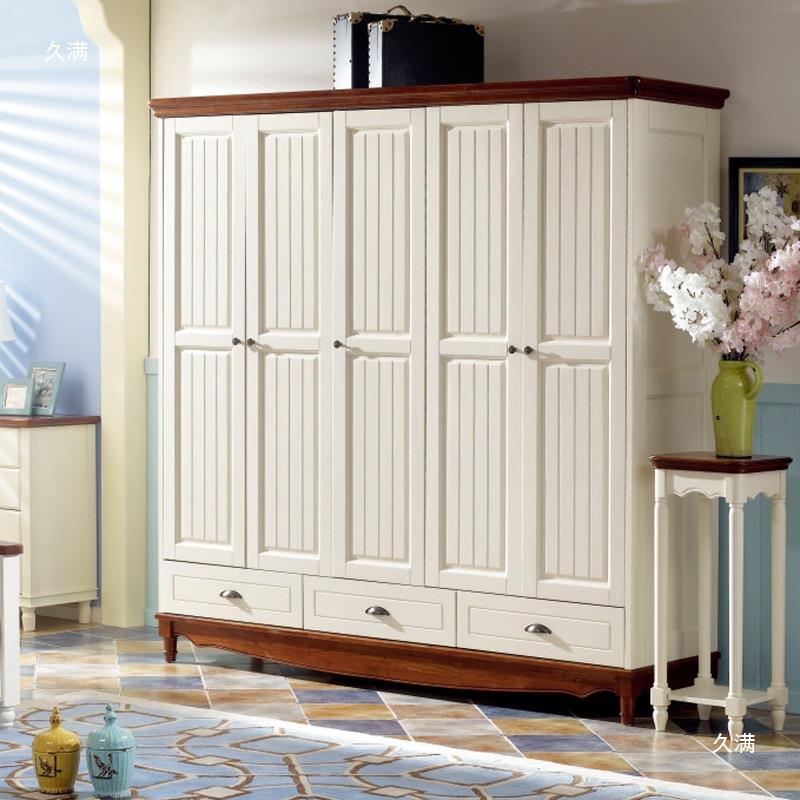 全式实木三门四门衣柜五门平开纯门tj#losdy木大衣橱原地中海风美